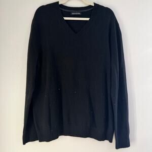 Banana Republic Men's 100% Merino Extra Fine Wool Black V Neck Sweater Size XL‎